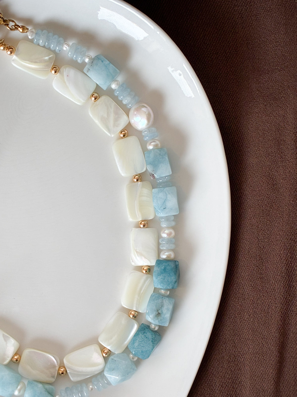 Sarah necklace layered with Isla Rae necklaces