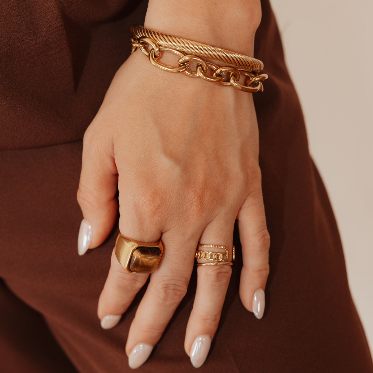 Textured twisted rope gold cuff bracelet for women