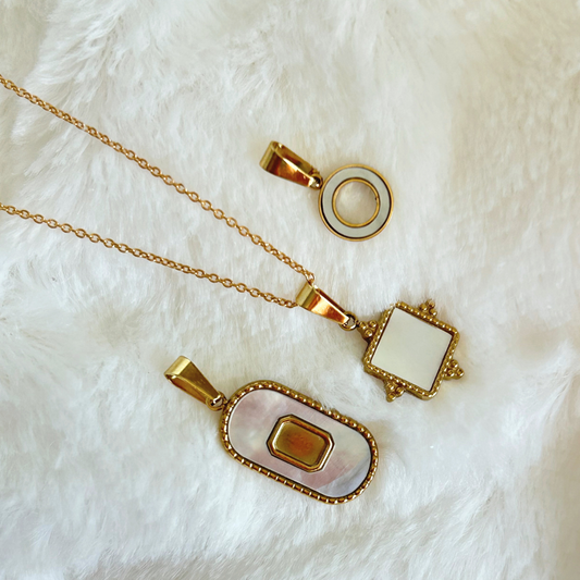 Snow White & Golden Glow Pendant Set