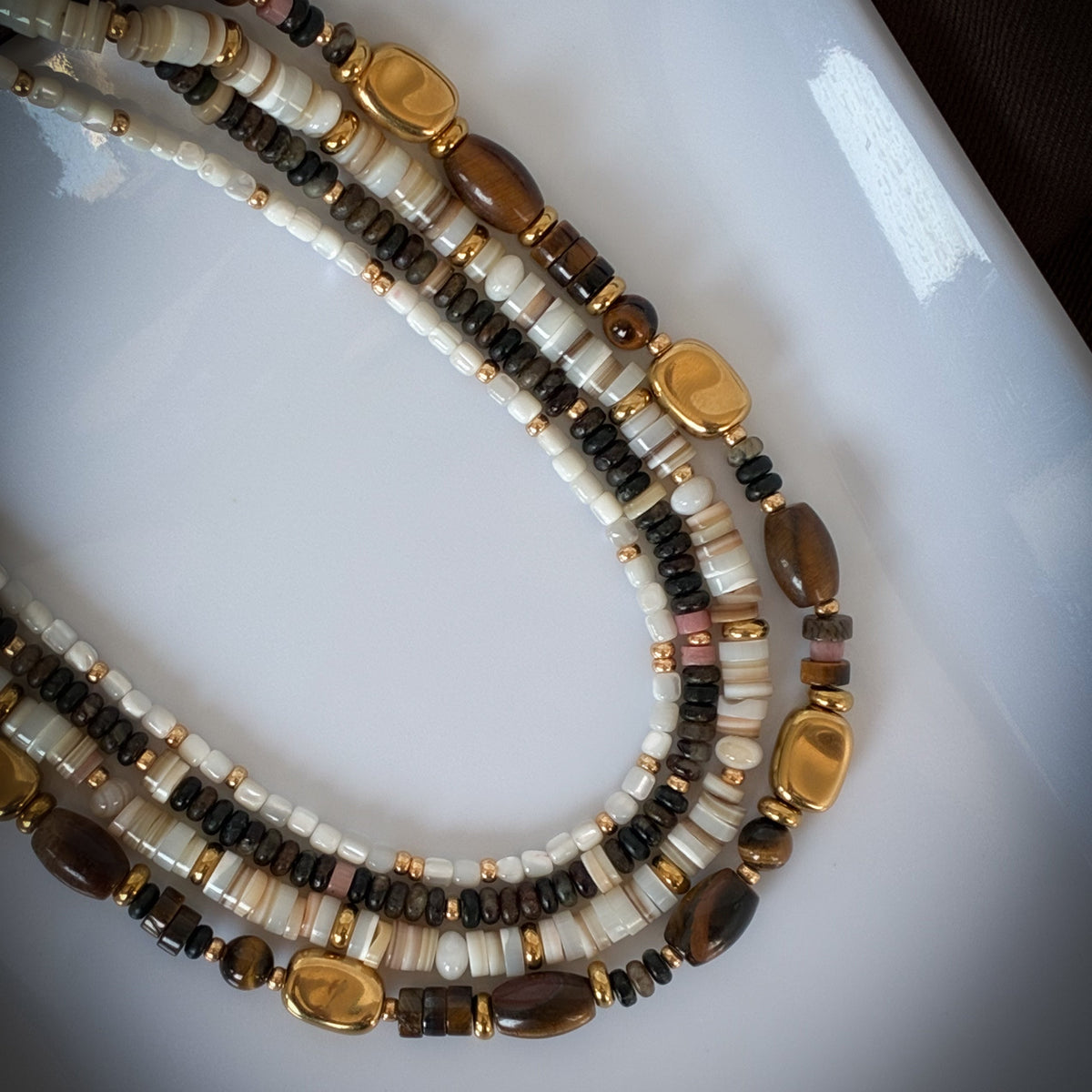 Tiger eye brown and gold beads